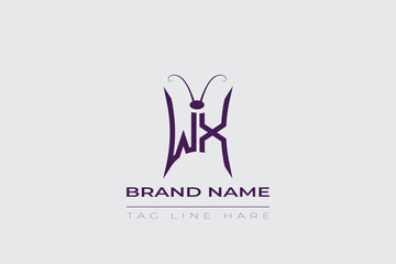 WX Butterfly logo design. Butterfly initials W and X line art logo template. This design can be used in cosmetics fashion and jewelry. 
