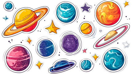 Vibrant Space Illustration with Planets