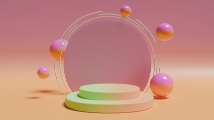 Minimalist podium with lighting Stage Podium Scene with for Award Decor element background