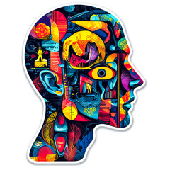 Psychedelic Brain Illustration with Colorful Patterns