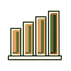 A graph with five bars of different heights. The bars are green and brown. The graph is a representation of data