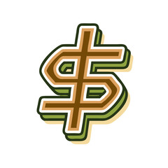 Obraz premium A stylized dollar sign with a green and brown border. The dollar sign is made up of a series of lines and curves, giving it a unique and artistic appearance. The use of different colors