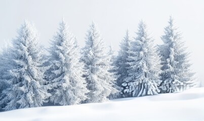 Fototapeta premium Fir trees dusted with fresh snow