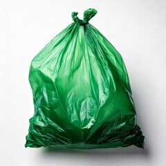 Nature’s Touch: A Green Plastic Bag Highlighted on White
