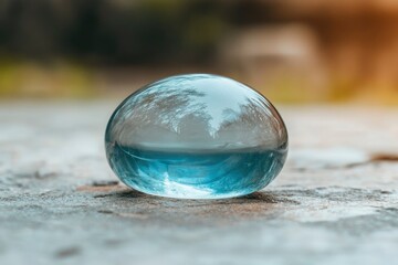 A Glass Sphere Reflecting a Blurred Forest Scene