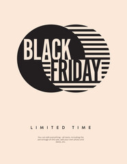 Black Friday sale poster vector template. Discount, special offer, clearance, shopping promotion. Minimal design, eps10 editable, printable file.