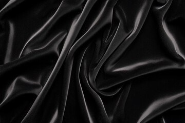 Fototapeta premium Black luxury velvet satin silk material waves background