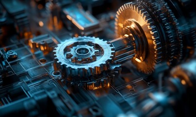 digital gear, team building and teamwork concept