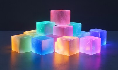 Obraz premium Glowing cubes. Innovation and creativity concept