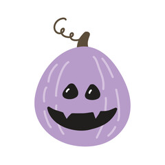 Cute Halloween pumpkin lantern isolated on white background. Vector illustration