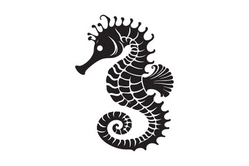 Fototapeta premium Seahorse silhouette vector clip art