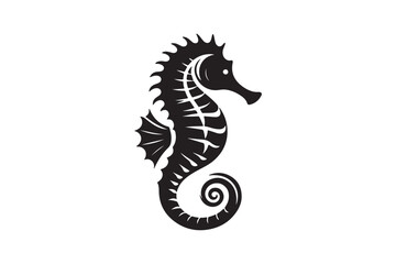 Fototapeta premium Seahorse silhouette vector clip art