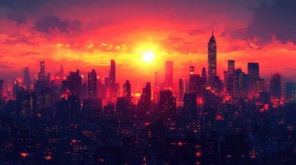 Fototapeta premium Cityscape at Sunset