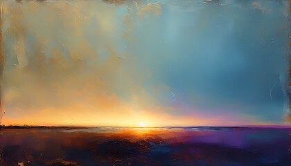 Obraz premium Golden Sunset Over a Purple and Blue Horizon