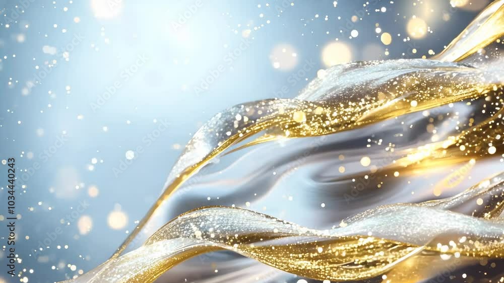 Aufkleber elegant flowing fabric shimmered in gold and silver, creating a magical atmosphere with soft bokeh l
