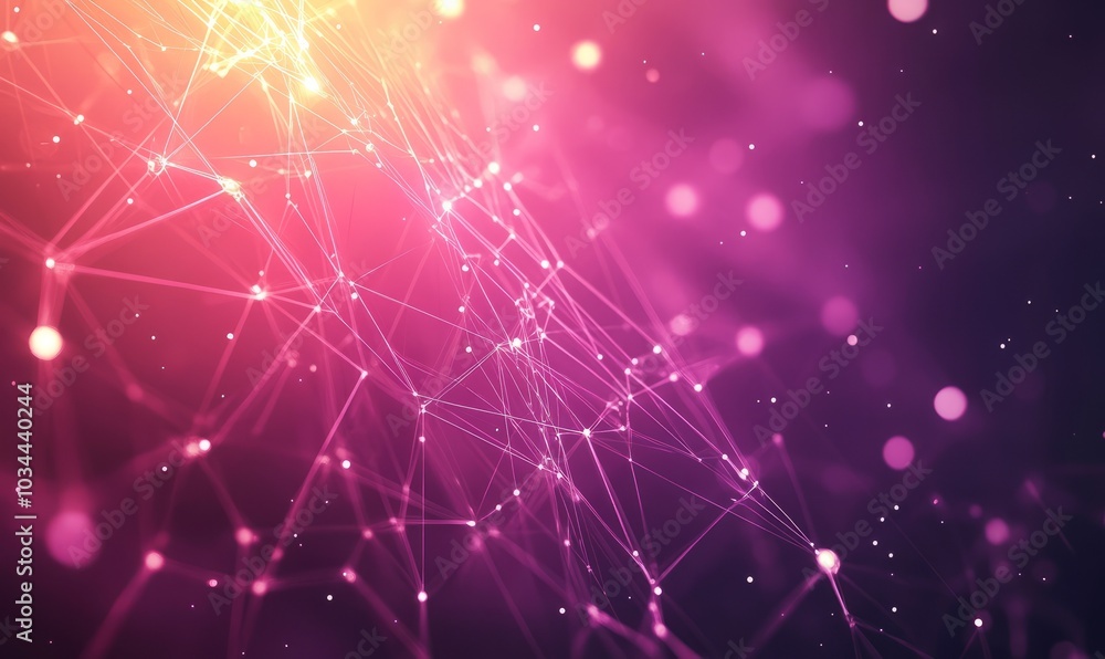 Poster digital cyberspace with particles and digital data network connections concept