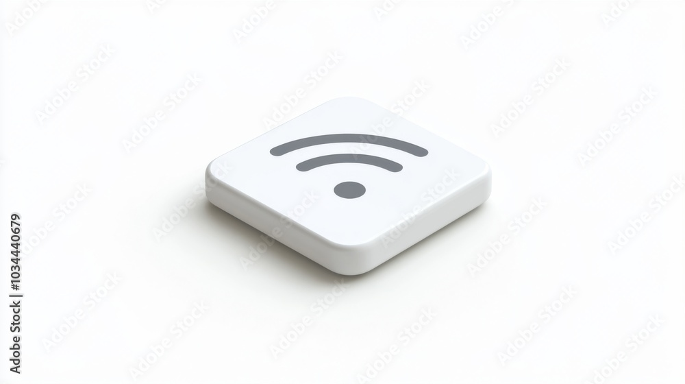 Poster a white button with a wifi symbol on it