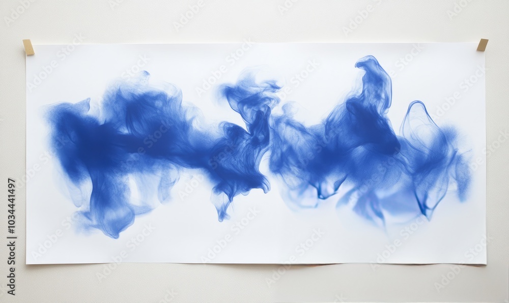 Aufkleber deep blue smudge pattern artfully displayed on smooth white paper creating an abstract aesthetic imp