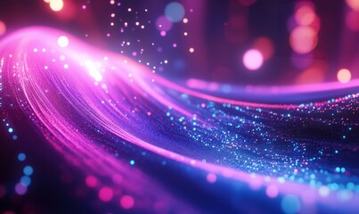 Obraz premium Colorful motion elements with neon led illumination waves. Abstract futuristic background