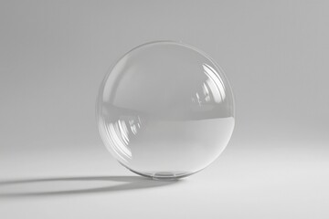 A Clear Glass Sphere Casts a Shadow on a White Surface
