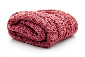 Cozy knitted sweater folded neatly, emphasizing texture and warmth isolated on white background