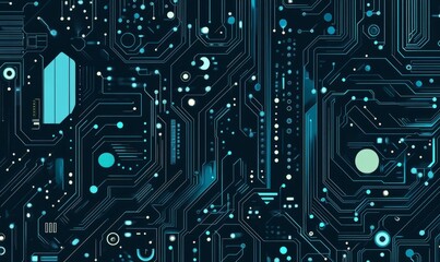 Circuit board, technical background, chip pattern, motherboard, Artificial Intelligence concept. Light blue and navy.