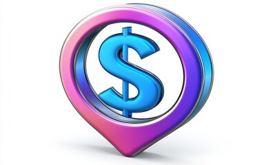 Fototapeta premium The money sign has a dark neon light effect, rendered in 3D.