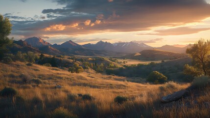 Obraz premium Panorama beautiful lanscape of mountain and wild in the twilight.