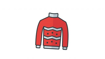 Animated red long sleeved sweater with gray zigzag pattern and black dots. Suitable for fashion blogs, winter clothing catalogs, and cozy lifestyle social media posts - Powered by Adobe