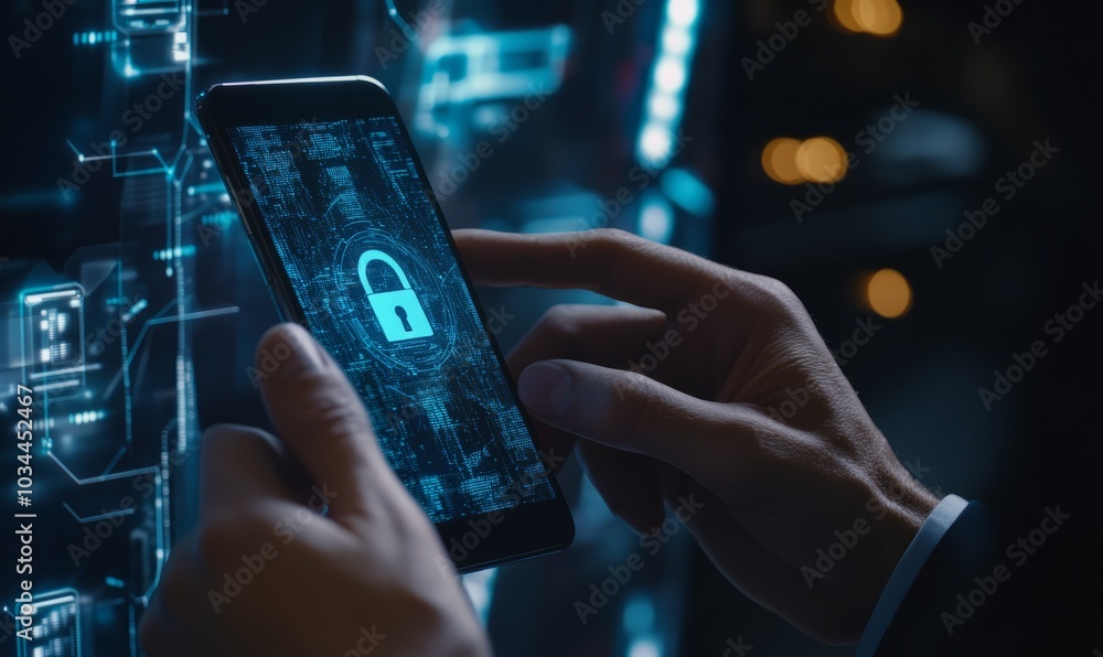 Poster cyber security and data protection information privacy internet technology concept. businessman work
