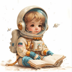 Cute baby astronaut clipart