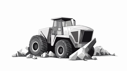 Naklejka premium Black and white illustration of heavy quarry equipment.