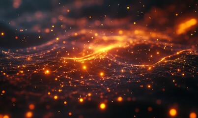 Fototapeta premium Digital cyberspace with particles and Digital data network connections concept