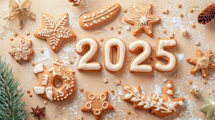 Greeting card - happy new year with numbers "2025"