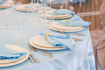 Stylishly served table in the cozy restaurant
