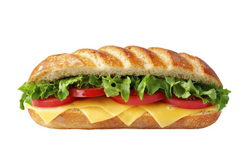 Sandwich with cheese PNG isolated on transparent background, white background.