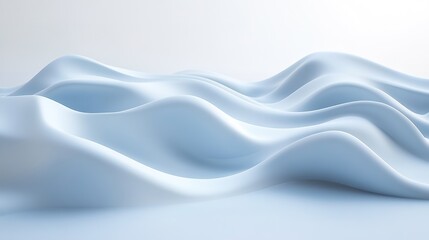 Fototapeta premium Smooth blue wavy silk fabric simulation.