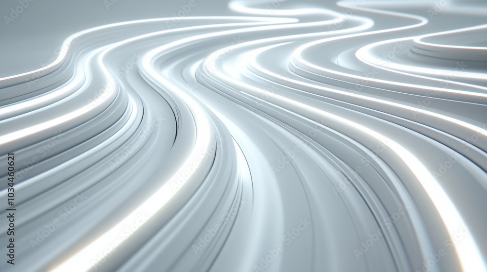Aufkleber flowing white lines create a mesmerizing abstract pattern with a futuristic feel, ai