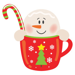 Vintage hot Christmas drink  vector cartoon flat style illustration