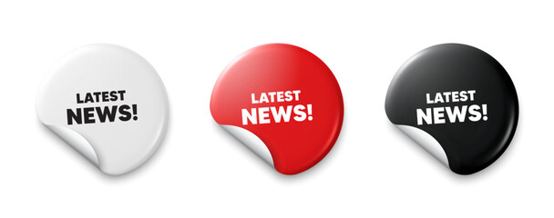 Latest news tag. Price tag sticker with offer message. Media newspaper sign. Daily information symbol. Sticker tag banners. Discount label badge. Vector