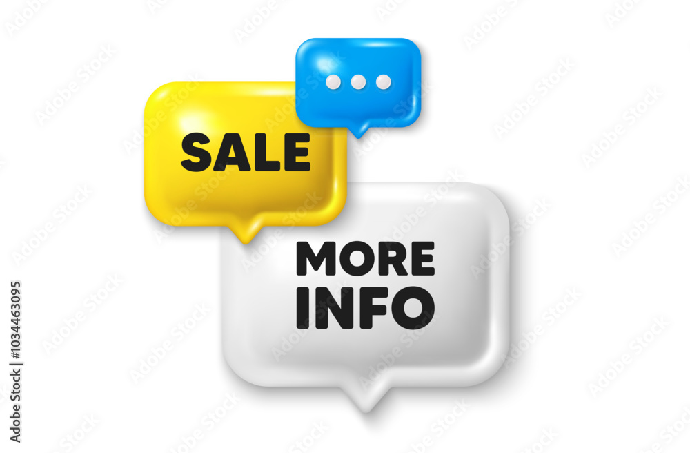 Poster discount speech bubble offer 3d icon. more info tag. navigation sign. read description symbol. more 