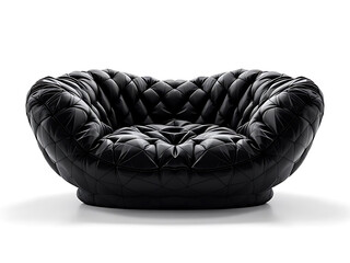 Glossy Black Futuristic Sofa with Sculptural Curvy Design for Modern Living Spaces