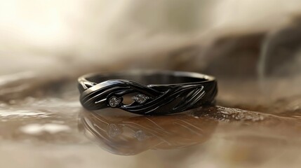 Elegant Black Ring with Sparkling Accents