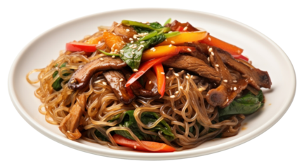 PNG Japchae plate food spaghetti.