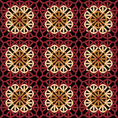 Pattern with crochet granny square with flowers wallpaper handmade decorative art design print	