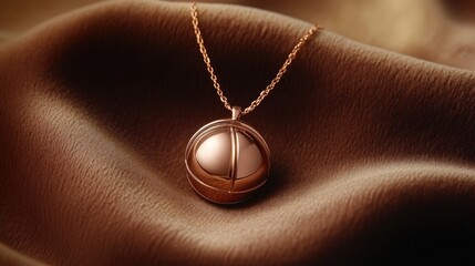 Elegant Rose Gold Sphere Pendant on Soft Fabric