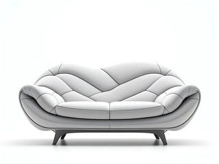 Modern Curved White Sofa with Ergonomic Wave Design and Grey Base Detail