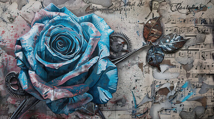 floral, vintage background, peony, flower, products, engineer, generative, artificial intelligence, steampunk, background, clockwork, brooch, rose, flower, love, nature, pink, decoration, bouquet, ros