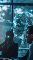 Business professionals engaged in a brainstorming session, exploring ways to leverage artificial intelligence and machine learning for business growth.