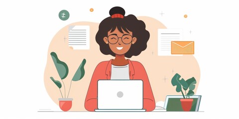 Content employee finding satisfaction in her tasks.